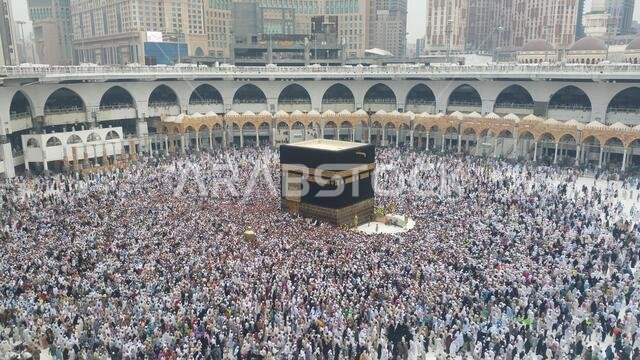 MECCA, SAUDI ARABIA, September 2016 - Muslim pilgrims from all over the world gathered to perform Umrah or Hajj at the Haram Mosque in Mecca, Saudi Ar