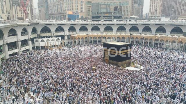 MECCA, SAUDI ARABIA, September 2016 - Muslim pilgrims from all over the world gathered to perform Umrah or Hajj at the Haram Mosque in Mecca, Saudi Ar