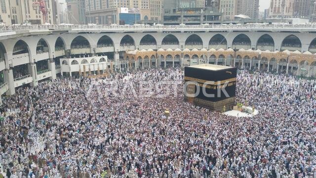 MECCA, SAUDI ARABIA, September 2016 - Muslim pilgrims from all over the world gathered to perform Umrah or Hajj at the Haram Mosque in Mecca, Saudi Ar