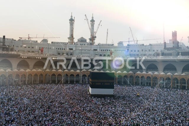 MECCA, SAUDI ARABIA, September 2016 - Muslim pilgrims from all over the world gathered to perform Umrah or Hajj at the Haram Mosque in Mecca