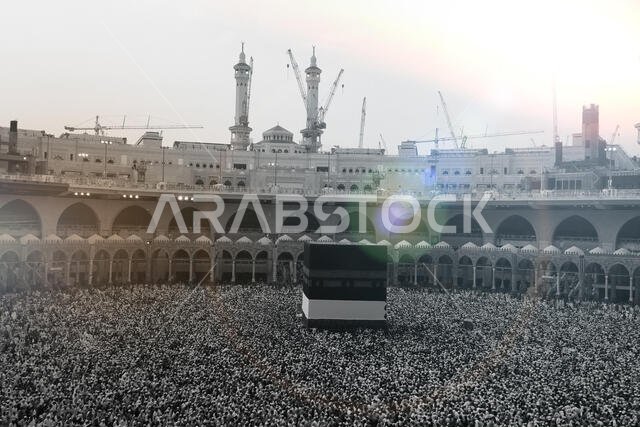 MECCA, SAUDI ARABIA, September 2016 - Muslim pilgrims from all over the world gathered to perform Umrah or Hajj at the Haram Mosque in Mecca