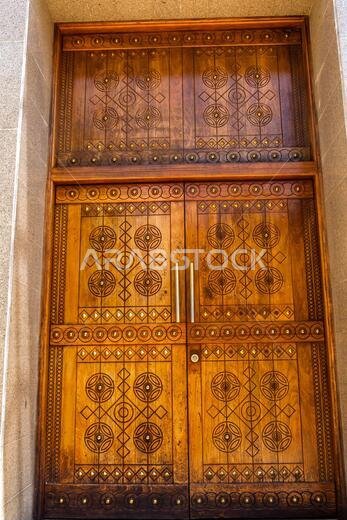Traditional wood door ornament in the Al Murabba Historical Palace, Riyadh, Saudi Arabia
