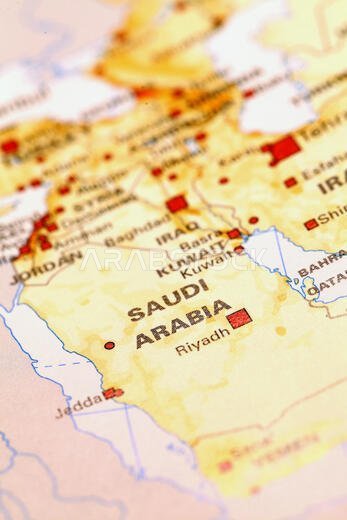 Saudi Arabia  on atlas world map