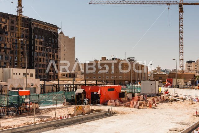 منطقة إنشاء مشروع مترو الرياض في حي المربع، الرياض