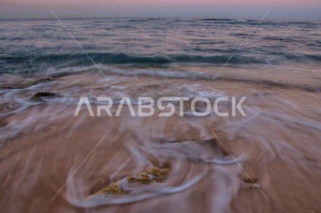 Sunset from the Red Sea beach of Jeddah, Saudi Arabia