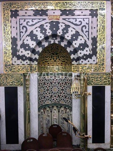 المدينة المنورة، المملكة العربية السعودية - ٢٥ يونيو: المذبح الذي صلى عليه النبي محمد صلى الله عليه وسلم في ٢٥ يونيو ٢٠١٩ في المدينة المنورة، المملكة العربية السعودية.