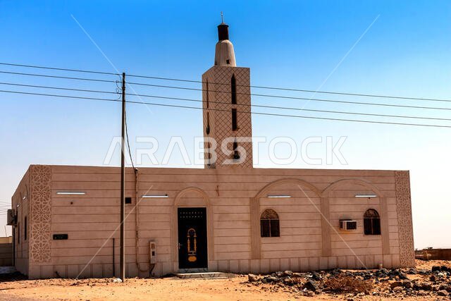 A community mosque in a small settlement in Harrat Kishb near Umm Aldoom, Makkah Province, Saudi Arabia