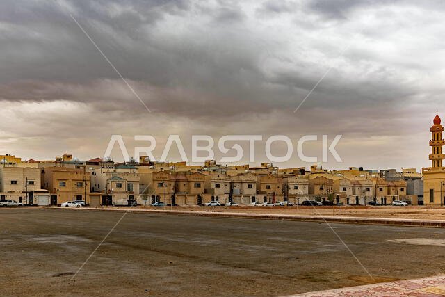حي في الرياض في يوم ممطر