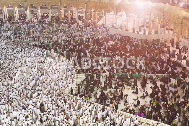 MECCA, SAUDI ARABIA,  March 2018 - Muslim pilgrims from all over the world gathered to perform Umrah at the Haram Mosque in Mecca, Saudi Arabia, Umrah