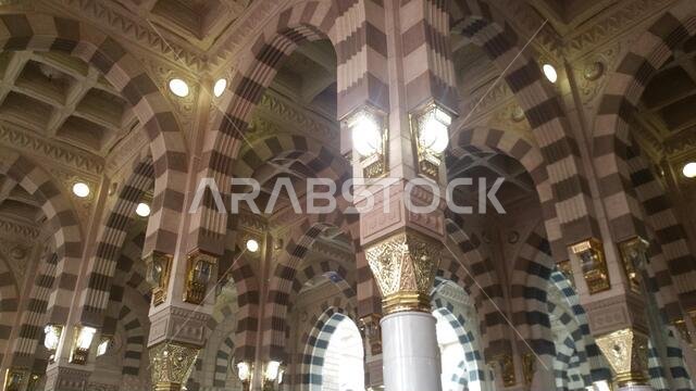 Photo of the Al Madinah, Saudi arabia, September 2016 masjid (mosque) nabawi and pilgrims from all the world at Prophet Mosque or Masjid Nabawi