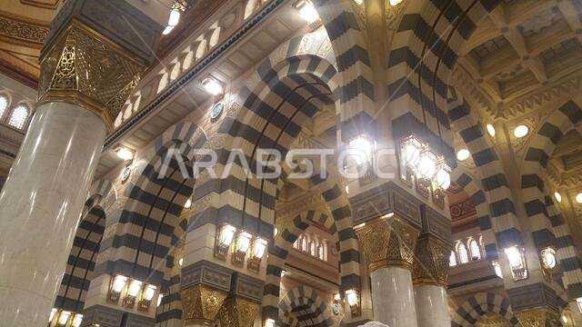 Photo of the Al Madinah, Saudi arabia, September 2016 masjid (mosque) nabawi and pilgrims from all the world at Prophet Mosque or Masjid Nabawi