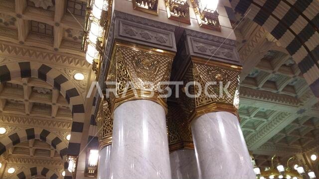 Photo of the Al Madinah, Saudi arabia, September 2016 masjid (mosque) nabawi and pilgrims from all the world at Prophet Mosque or Masjid Nabawi