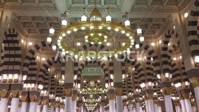 Photo of the Al Madinah, Saudi arabia, September 2016 masjid (mosque) nabawi and pilgrims from all the world at Prophet Mosque or Masjid Nabawi