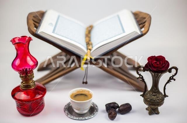 Ramadan food, traditional muslim culture food for ramadan kareem night, prayer for Allah by fasting food and consumed after sunset during Holy month o