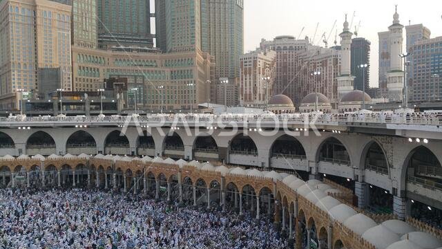 MECCA, SAUDI ARABIA, September 2016 - Muslim pilgrims from all over the world gathered to perform Umrah or Hajj at the Haram Mosque in Mecca, Saudi Ar