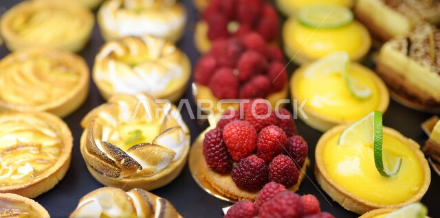 صورة مقربة لحلى تارت البسكويت ، حلا شرقي ، حلويات وسكريات ، قطع الحلوى الشهية ، التحلاية ، حلويات باردة لذيذة ، حلا تارت الفواكه