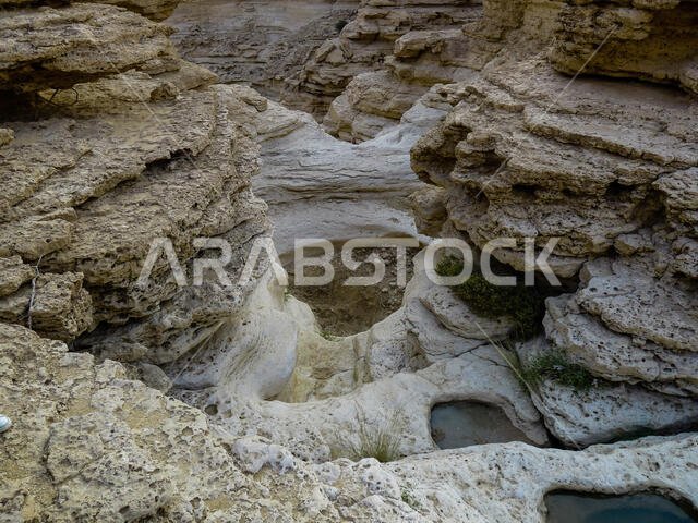 The eroded limestone cavities in the desert near Riyadh