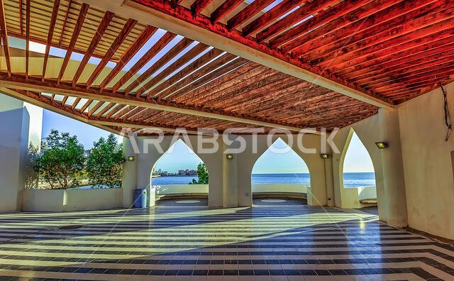 Frame within frame sea side Mosque in Khobar Saudi Arabia