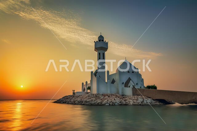 Beautiful Al Khobar Corniche Mosque Sunrise -Saudi Arabia.