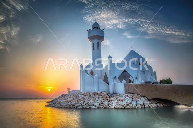 Beautiful Al Khobar Corniche Mosque Sunrise -Saudi Arabia.