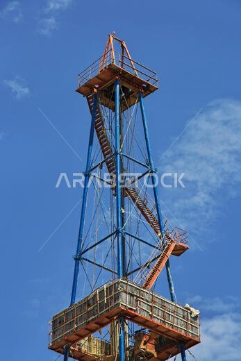 Caspian beach / Azerbaijan - 13 Jul 2013: The oil rig in Azerbaijan, Caspian sea