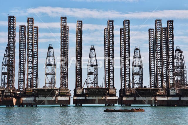 The oil rig in Azerbaijan, Caspian sea