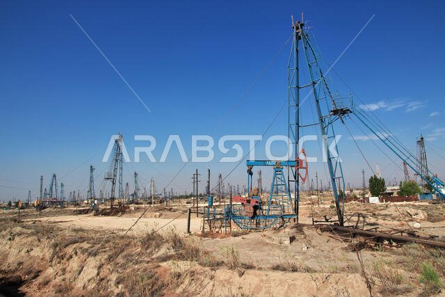 The oil rig in Azerbaijan, Caspian sea