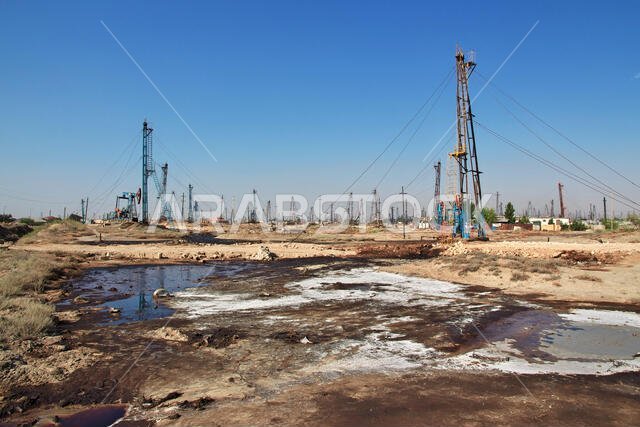 The oil rig in Azerbaijan, Caspian sea