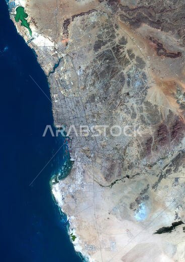 Color satellite image of Jeddah, Saudi Arabia. Image collected on May 17, 2018 by Sentinel-2 satellites.