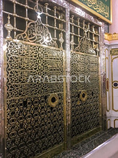 MEDINA, SAUDI ARABIA - JUNE 24, 2019: The tomb of the Islamic prophet Muhammad and early Muslim leaders, Abu Bakar and Umar on June 24, 2019 in Madina