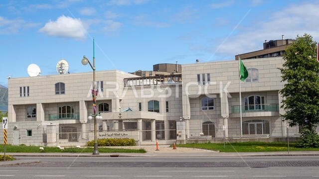 OTTAWA, ONTARIO, CANADA - AUGUST 23, 2019: The Embassy of the Kingdom of Saudi Arabia stands on Sussex Drive in Ottawa.