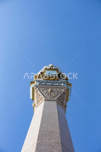 MADINAH, SAUDI ARABIA - AUGUST 2019 : Muslim pilgrims visiting the beautiful Nabawi Mosque destination, the Prophet mosque which has great architectur