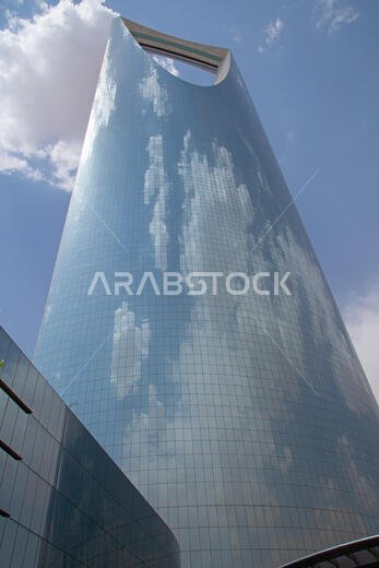 RIYADH - AUGUST 22: Sunset light at Al Faisaliah tower facade on August 22, 2016 in Riyadh, Saudi Arabia. Al Faisaliah towers is a luxury hotel and th