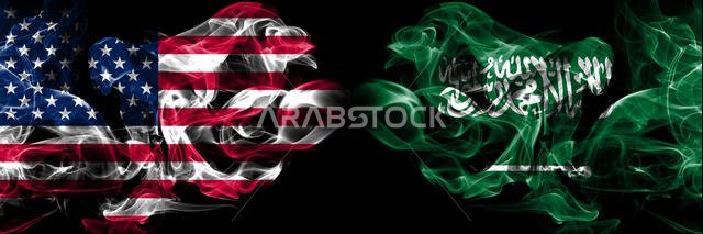 الولايات المتحدة الأمريكية، الولايات المتحدة الأمريكية ضد المملكة العربية السعودية، خلفية عربية، مفهوم مجرد، سلام، دخان، أعلام. الولايات المتحدة الأمريكية، الولايات المتحدة الأمريكية ضد المملكة العربية السعودية، خلفية عربية، مفهوم مجرد، سلام، دخان، أعلام.