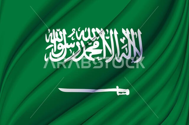 Saudi Arabia waving flag illustration. Countries of Asia. Perfect for background and texture usage.