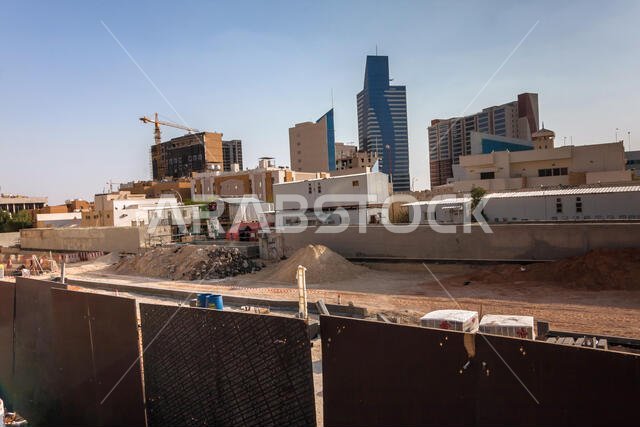 منطقة إنشاء مشروع مترو الرياض في حي المربع