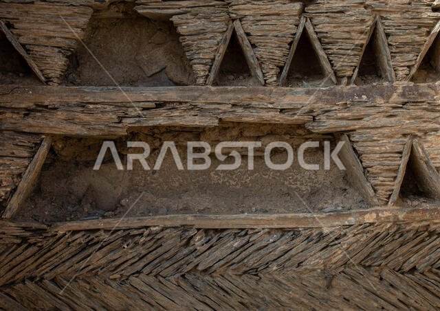 Detail of a stone house in al-Basta disctrict, Asir province, Abha, Saudi Arabia