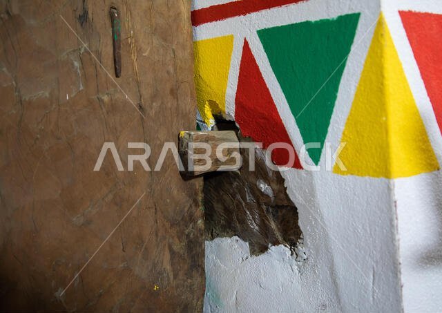 Traditional locker of a door, Asir province, Tanomah, Saudi Arabia