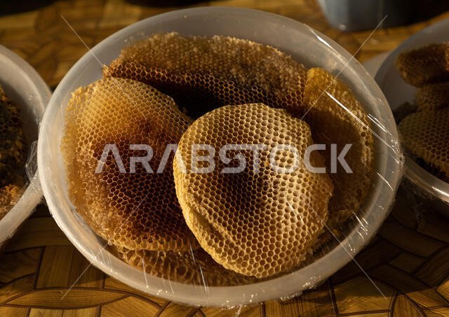 Honeycombs for sale on a market, Asir province, Al Habeel, Saudi Arabia