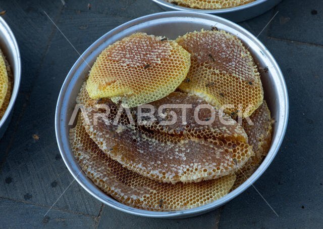 Honeycombs for sale on a market, Asir province, Muhayil, Saudi Arabia