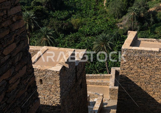 Stone house in Dhee Ayn marble village, Al-Bahah region, Al Mukhwah, Saudi Arabia