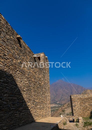 Stone house in Dhee Ayn marble village, Al-Bahah region, Al Mukhwah, Saudi Arabia