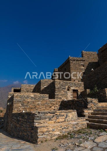 Stone house in Dhee Ayn marble village, Al-Bahah region, Al Mukhwah, Saudi Arabia