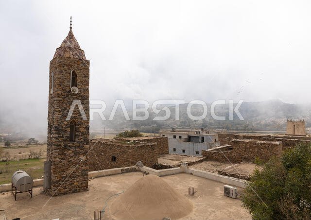 Mosque made of stones, Asir province, Tanomah, Saudi Arabia