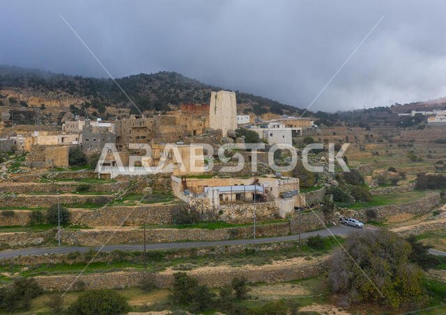 Old houses built in stones in heritage village, Asir province, Al Olayan, Saudi Arabia