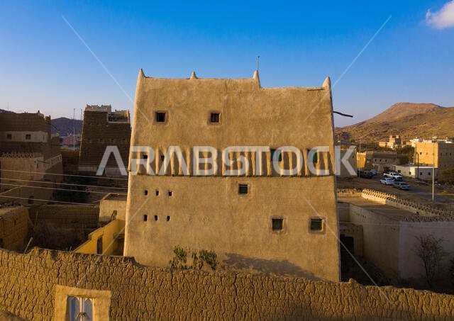 Traditional old mud house, Asir province, Ahad Rufaidah, Saudi Arabia
