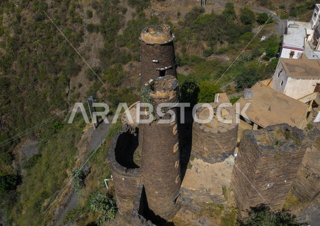 Traditional stone watchtowers, Jizan Province, Addayer, Saudi Arabia