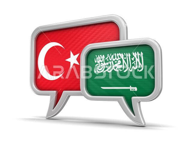 Speech bubbles with flags. Image with clipping path