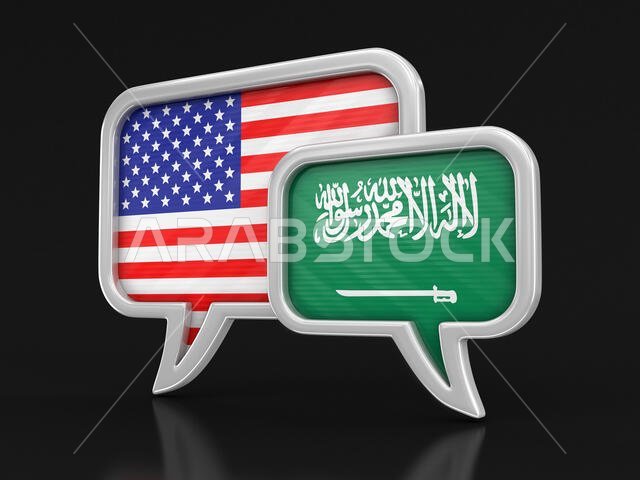 Speech bubbles with flags. Image with clipping path