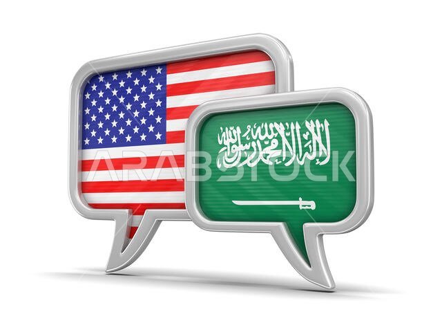Speech bubbles with flags. Image with clipping path
